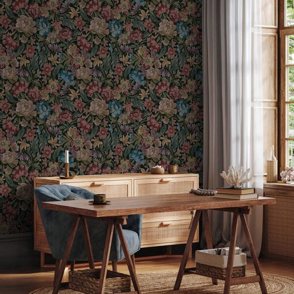 Tapet Textura tapițerie cu flori colorate, Tapet flori, a00146 : Uwalls.ro