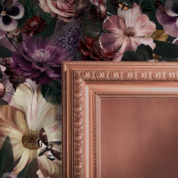 Tapet Imprimeu floral artistic în culori închise, Tapet stil englezesc, a00147 : Uwalls.ro