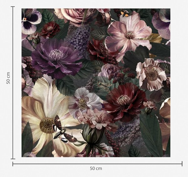 Tapet Imprimeu floral artistic în culori închise, Tapet stil englezesc, a00147 : Uwalls.ro
