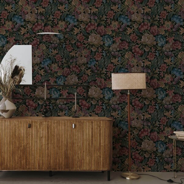 Tapet Textura tapițerie cu flori colorate, Tapet flori, a00146 : Uwalls.ro