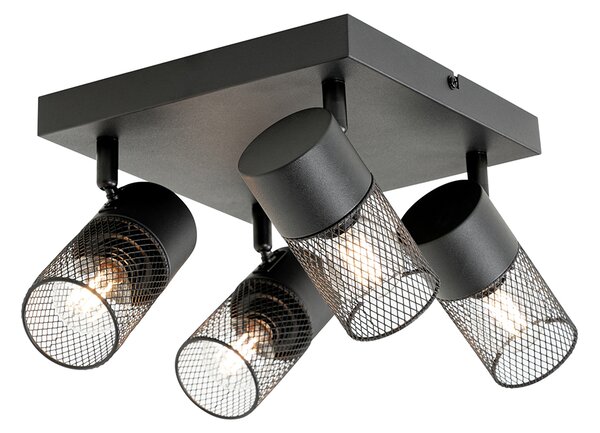 Plafoniera industriala neagra cu 4 lumini reglabile - Jim
