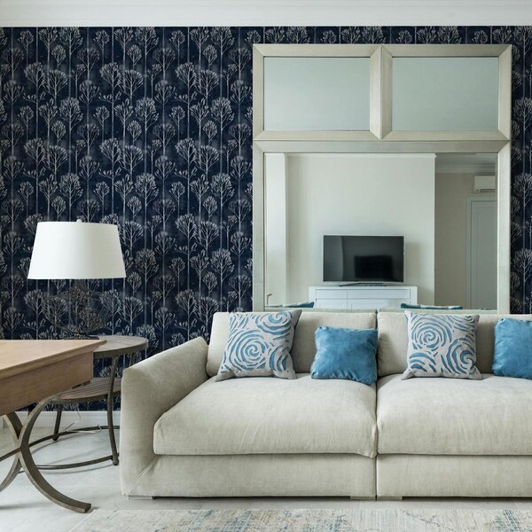 Tapet Botanică cu copaci albi în stil scandinav, Tapet pădure, Tapet copaci, a00148 : Uwalls.ro