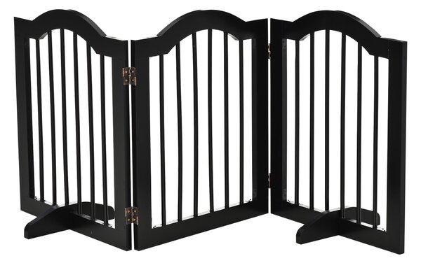 PawHut Barieră Pliabilă pentru Câini din Lemn, 3 Secțiuni, 154,5x29,5x61 cm, Negru | Aosom Romania