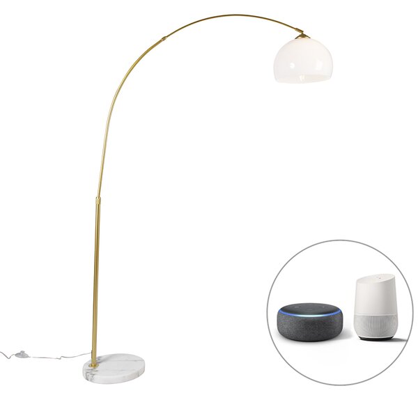 Lampă cu arc inteligent alamă cu abajur alb inclusiv Wifi A60 - Arc Basic