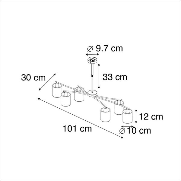 Lampă suspendată modernă neagră reglabilă cu 6 lumini - Lofty
