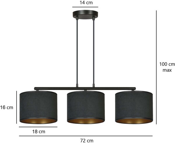Emibig Hilde lampă suspendată 1x15 W negru-auriu 1054/3