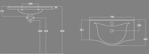 Aqualine Zara lavoar 79.5x46 cm semicircular clasică-mobilier alb luciu 10080