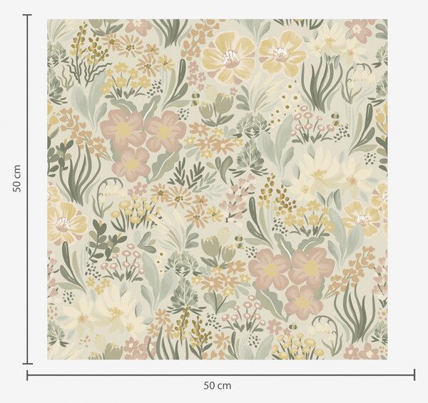 Tapet Imprimeu floral în paleta pastel, Tapet acuarelă, a00154v1 : Uwalls.ro