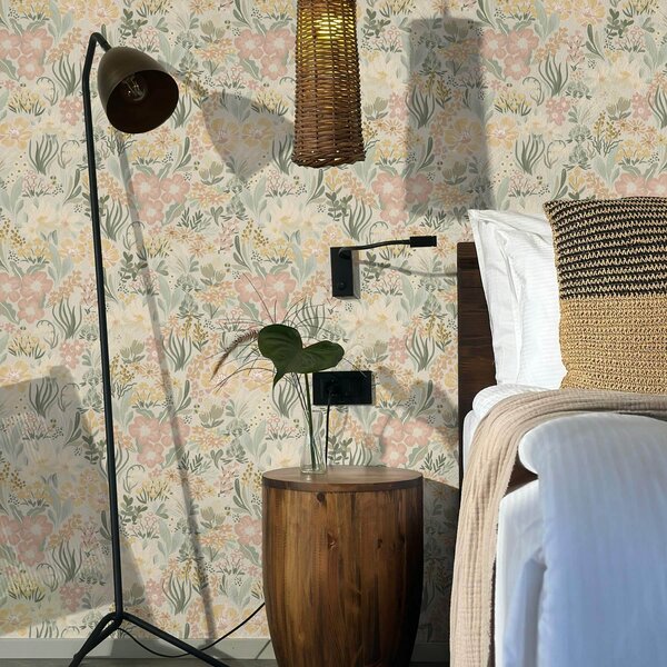 Tapet Imprimeu floral în paleta pastel, Tapet acuarelă, a00154v1 : Uwalls.ro