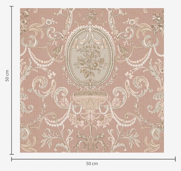 Tapet Ornament baroc cu flori pe fundal roz, Tapet în stil francez, a00160 : Uwalls.ro