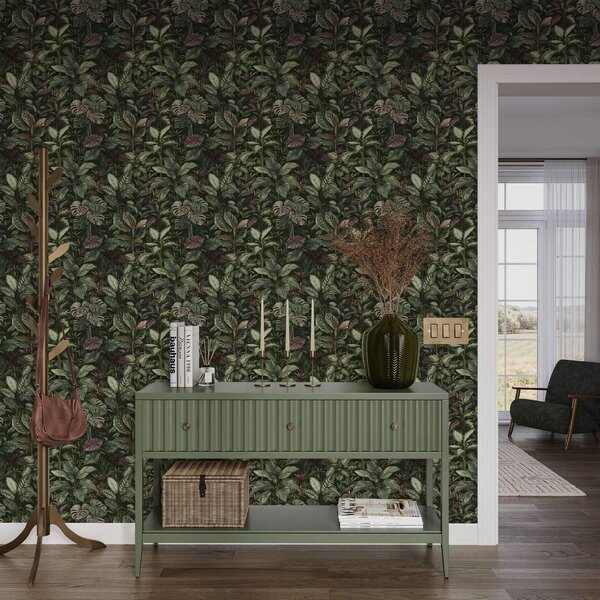 Tapet Verdeață tropicală în stil botanic vintage, Tapet flori, a00165 : Uwalls.ro