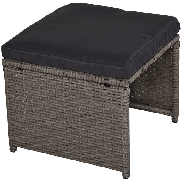 Outsunny Set Mobilier Grădină Extern Ratan 9 Piese, Masă, 4 Scaune, 4 Taburete, Maro | Aosom Romania