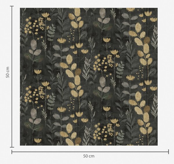 Tapet Model floral în tonuri de gri și galben, Tapet flori, a00163 : Uwalls.ro