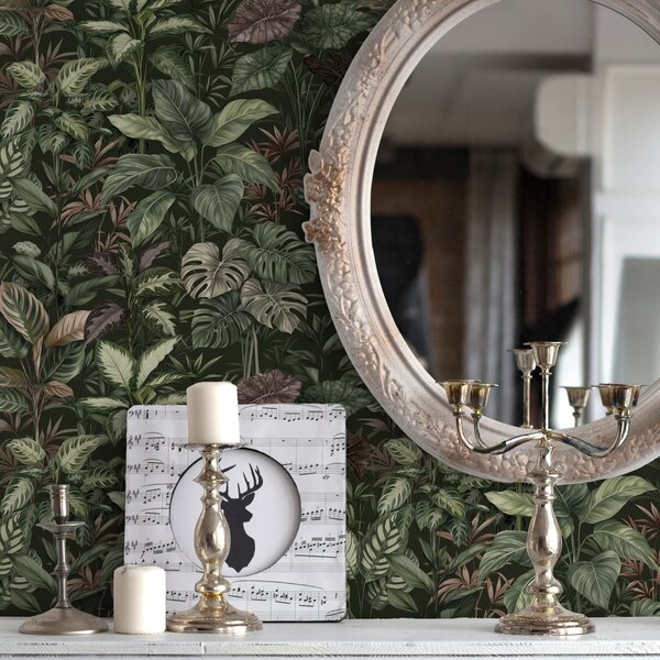 Tapet Verdeață tropicală în stil botanic vintage, Tapet flori, a00165 : Uwalls.ro
