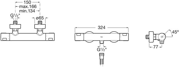 Roca T-500 baterie de duș perete cu termostat crom A5A2E18C00