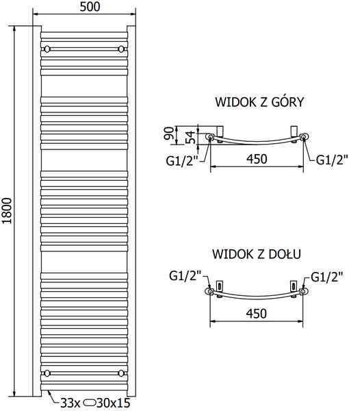 Mexen Helios, element electric de încălzire 1800x500 mm + tijă de încălzire 900 W, crom, W103-1800-500-2900-01