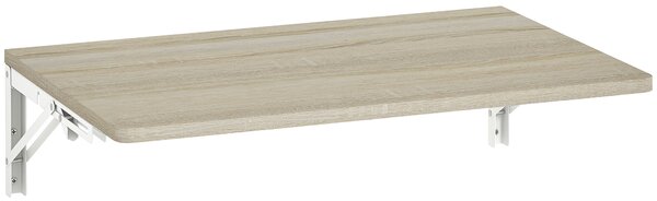 HOMCOM Birou pliabil de perete pentru calculator, cu colțuri rotunjite, economisire spațiu, pentru casă, birou sau bucătărie, 60x40 cm, stejar | Aosom Romania