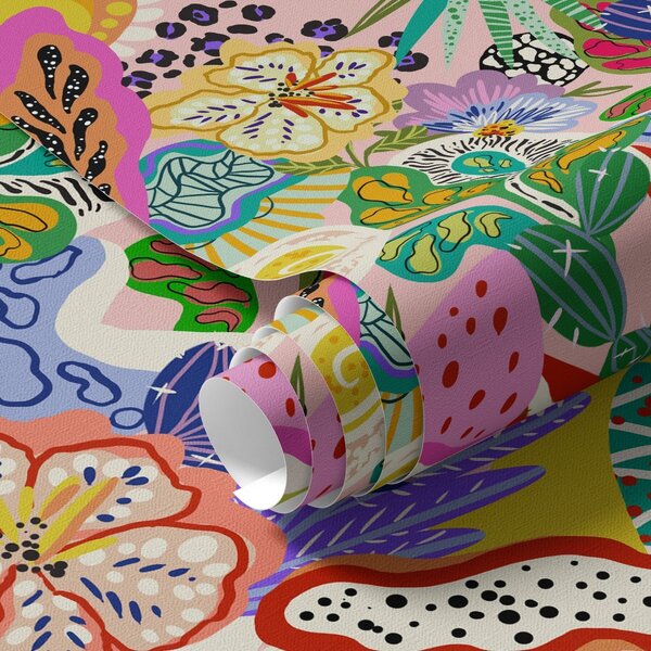 Tapet Imprimeu floral abstract în stil pop art, Tapet flori, a00167 : Uwalls.ro