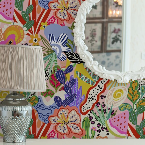 Tapet Imprimeu floral abstract în stil pop art, Tapet flori, a00167 : Uwalls.ro