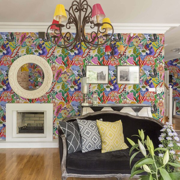 Tapet Imprimeu floral abstract în stil pop art, Tapet flori, a00167 : Uwalls.ro