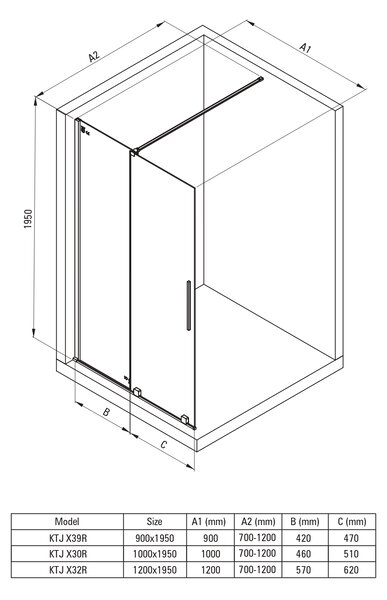 Deante Prizma perete cabină de duș walk-in 90 cm crom luciu/sticla transparentă KTJ_039R