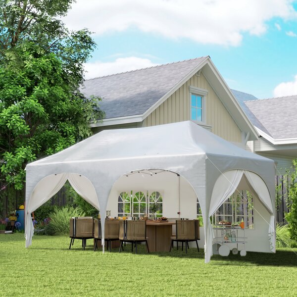 Outsunny Gazebo pliabil 3x6 m, cu pereți detașabili, saci cu nisip, geantă de transport și protecție UV30+, gri deschis/alb | Aosom Romania
