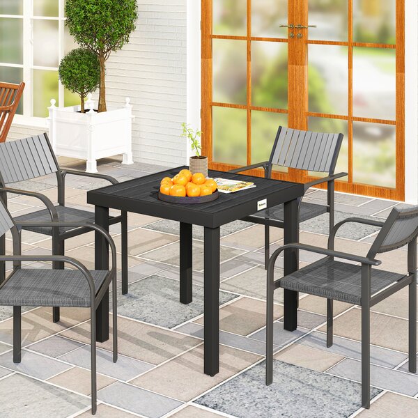 Outsunny Aluminum Outdoor Patio Dining Table for 4 for Garden Lawn Backyard, Natural | Aosom Romania