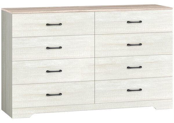 HOMCOM Comodă cu 8 Sertare pentru Dormitor, Modernă, cu Mânere, Spațioasă pentru Sufragerie, Cameră și Hol, 140x40x86 cm, Nuc și Gri Deschis | Aosom Romania