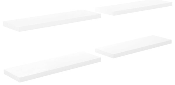 Rafturi de perete, 4 buc., alb extralucios, 80x23,5x3,8 cm, MDF