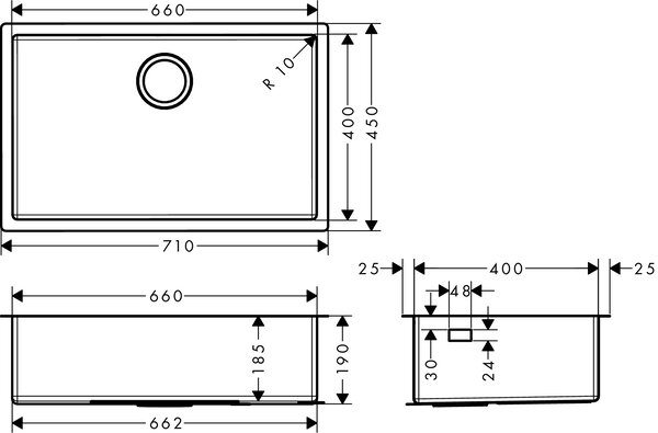 Hansgrohe S 71 chiuveta din otel 66.2x40 cm 43428800