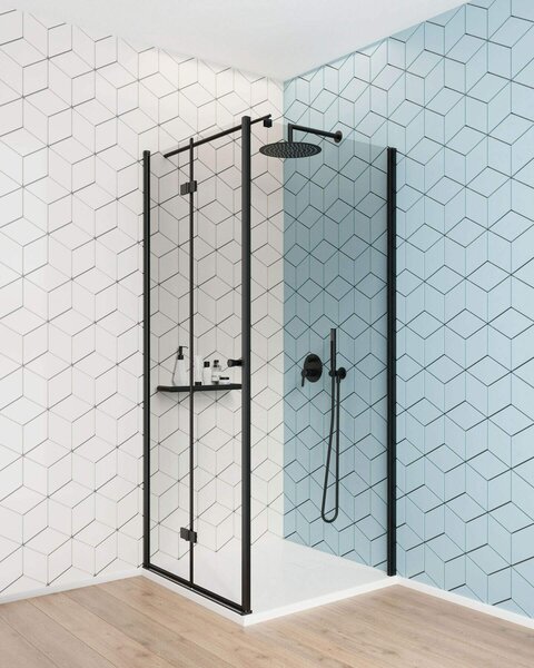 Deante Kerria Plus, cabină de duș 80 cm, înălțime 200 cm, sticlă transparentă de 6 mm cu ActiveCover, profil negru, KTS_N38P