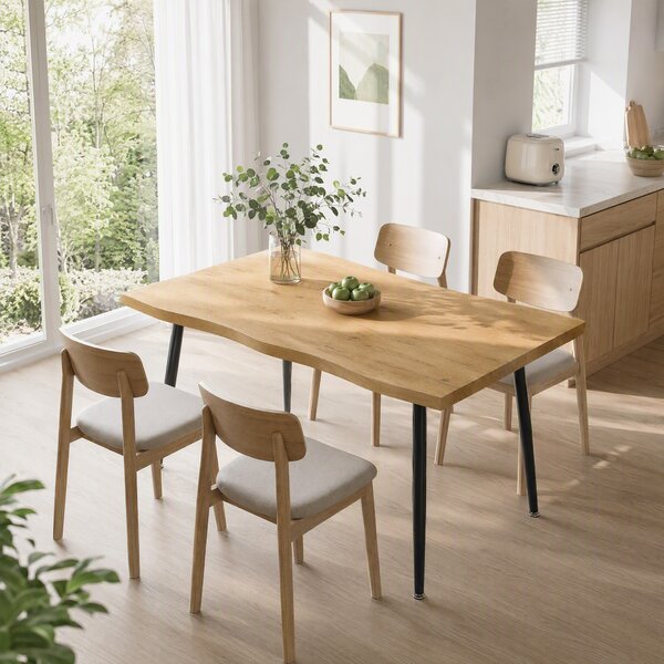 HOMCOM Masă de dining dreptunghiulară pentru 4 persoane, 110x70 cm, stejar/negru | Aosom Romania