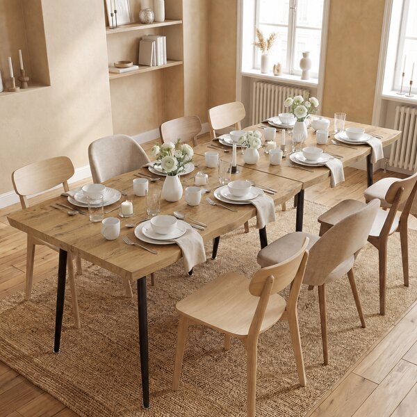 HOMCOM Masă de dining dreptunghiulară pentru 4 persoane, 110x70 cm, stejar/negru | Aosom Romania