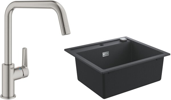 Set chiuvetă din granit Grohe K700 31651AP0, baterie bucătărie Grohe Start 30470DC0