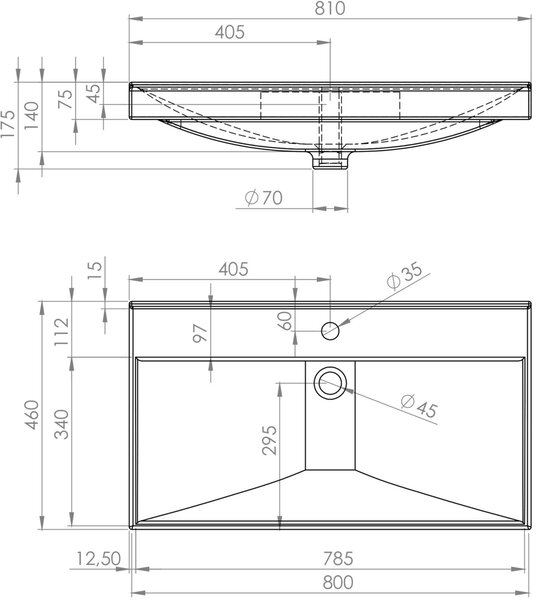 Elita Maxxi lavoar 81x46 cm dreptunghiular mobilier alb luciu RE040800078060
