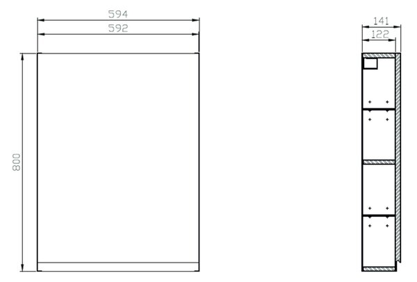 Cersanit Moduo dulap 59.4x14.1x80 cm laterala pe perete gri S929-015