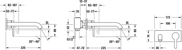 Duravit C.1 baterie lavoar ascuns negru C11070004046