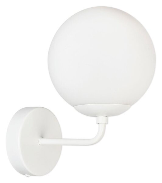 Aplică perete Klausen Sefora Urban AP1 W 25x20x15cm, corp iluminat metal alb sticlă opal, design modern E27 15W, elegant pentru hol sau dormitor