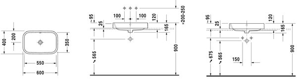 Duravit Happy D.2 lavoar 60x40 cm dreptunghiular de blat alb luciu 2314600000