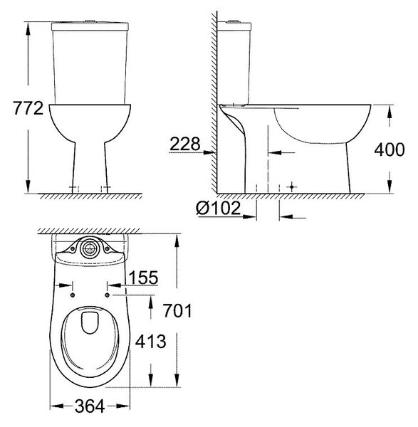 Grohe Bau Ceramic vas wc compact alb 39429000
