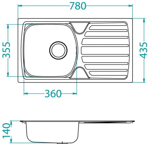 Alveus Basic chiuveta din otel 78x43.5 cm oţel 1136539