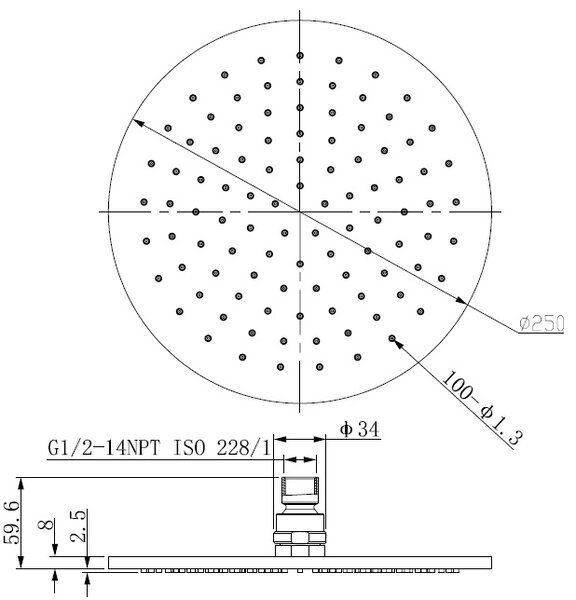 Teka Stream cap de duș 25x25 cm rotund || 79006810BZ