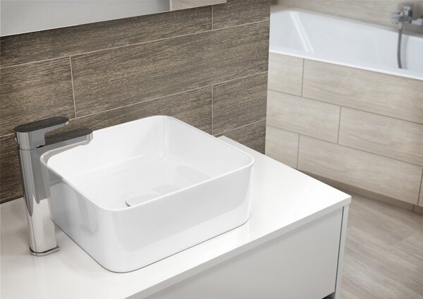 Cersanit Crea lavoar 35x35 cm pătrat de blat alb luciu K114-007