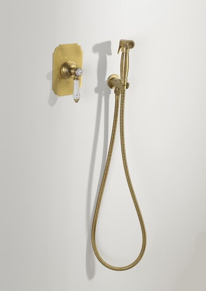 Reitano Rubinetteria Reitano Rubinetteria, Bideu duș retro cu furtun și suport de duș cu evacuare, bronz, 9106