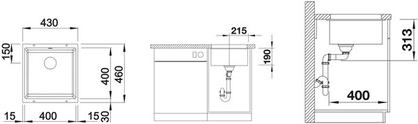 Blanco Supra 400-U chiuvetă din granit 46x43 cm alb 523426