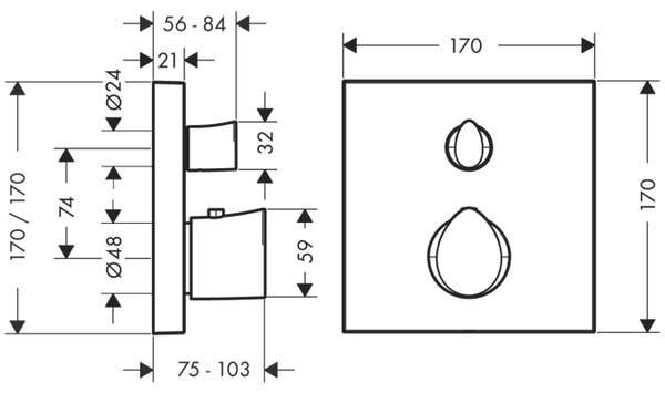 Axor Starck baterie de duș ascuns cu termostat crom 12715000