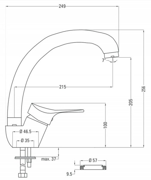 Deante Neo Joko baterie bucătărie pe picior crom BOJ_066M