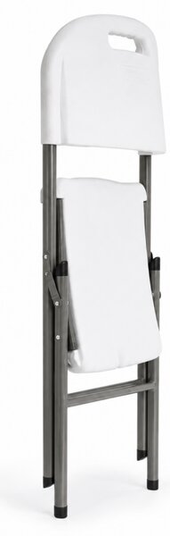Scaun pliabil alb, pentru gradina, camping, catering si pescuit, JollyMag, KR49, 87x43x40 cm