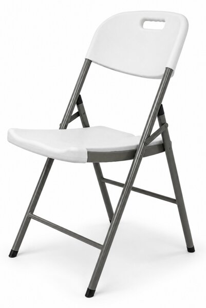 Scaun pliabil alb, pentru gradina, camping, catering si pescuit, JollyMag, KR49, 87x43x40 cm