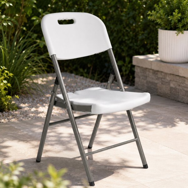 Scaun pliabil alb, pentru gradina, camping, catering si pescuit, JollyMag, KR49, 87x43x40 cm